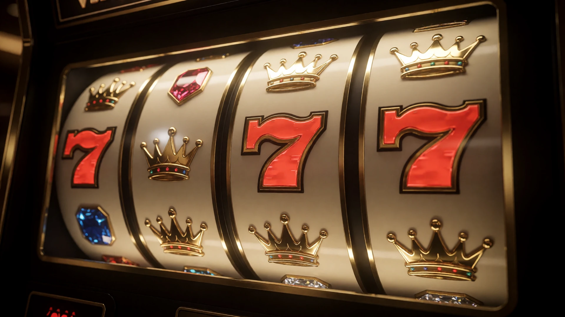 Sich drehende Walzen eines Premium-Spielautomaten mit Gold- und Juwelensymbolen bei Millioner Casino